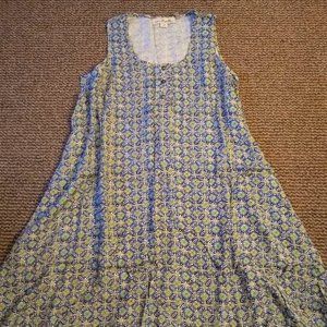 Simply Noelle Sleeveless Tunic Shift Swing Dress Blue Print S / M